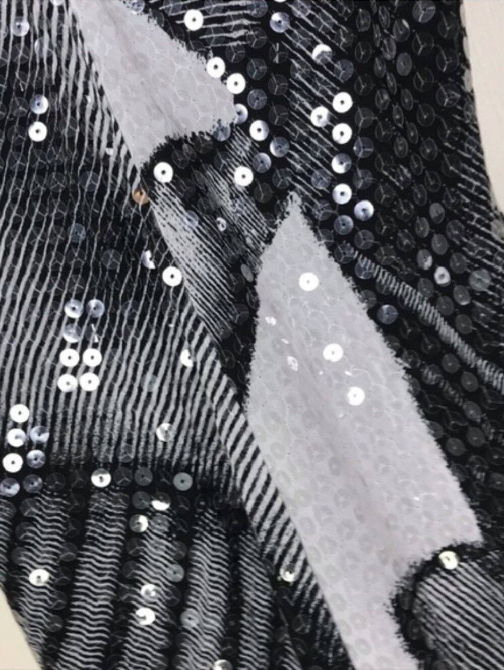LAUNDRY BY SHELLI SEGAL Black White Sequin Sparkle Dress Size 6 - Picture 3 of 8